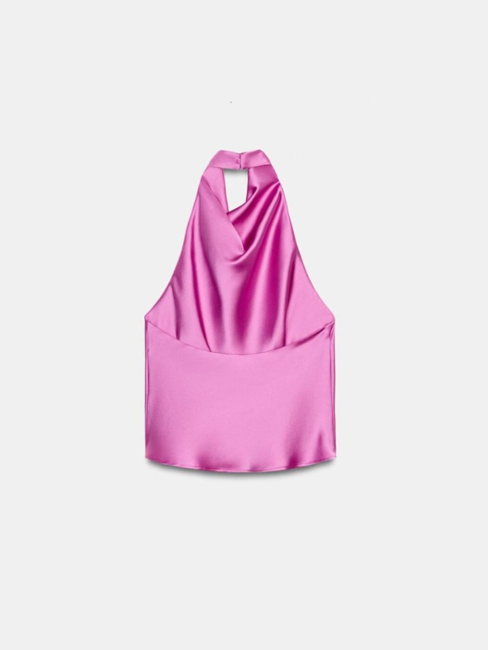 Zara Pink Lilac Satin Halter Open Back Top Size S NWT - Picture 2 of 13